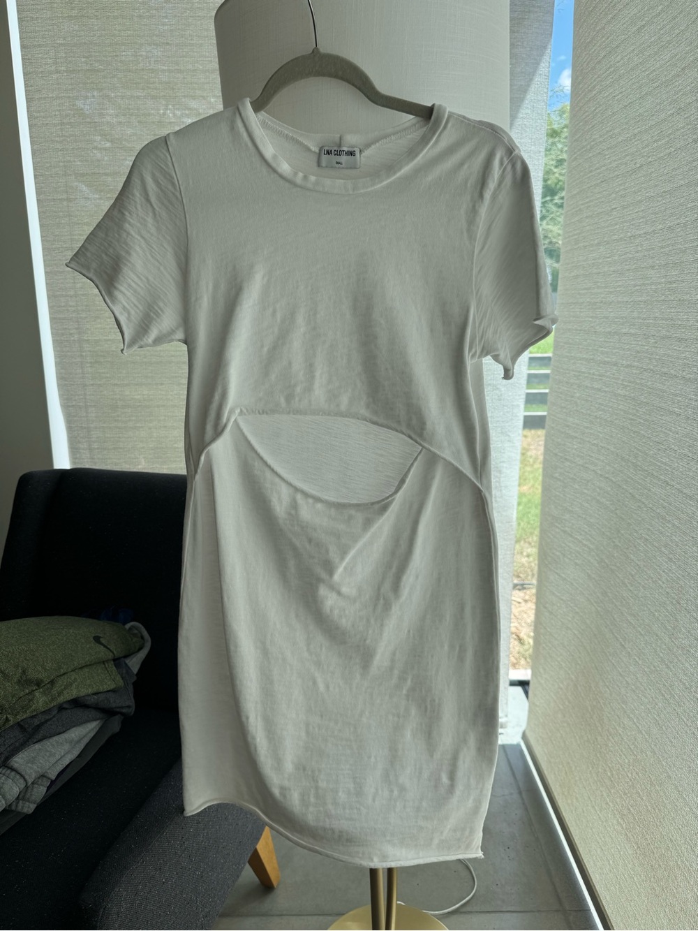 LNA White Cutout Short Sleeve Women’s tee dress